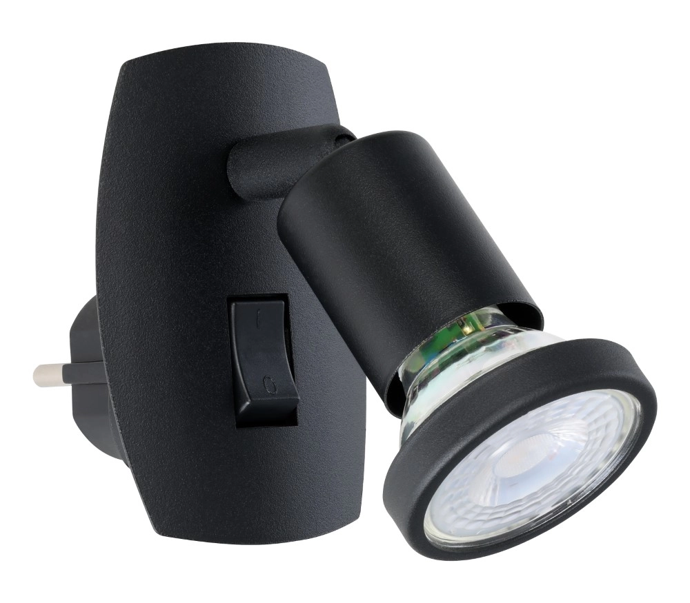 Steckdosen-Wandlampe Parrini Switch – Schwarz