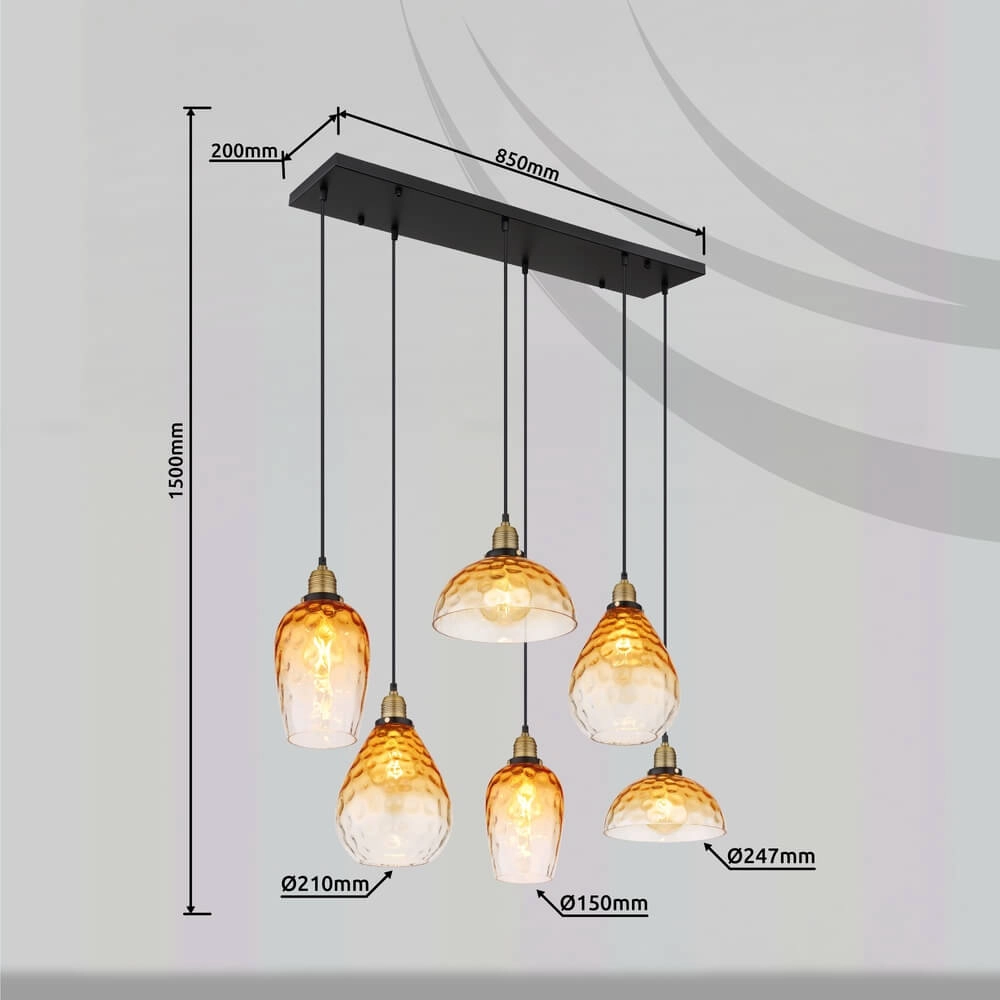 6-flammige Pendelleuchte Salvy Braunglas-Wabe Globo 9007371445608