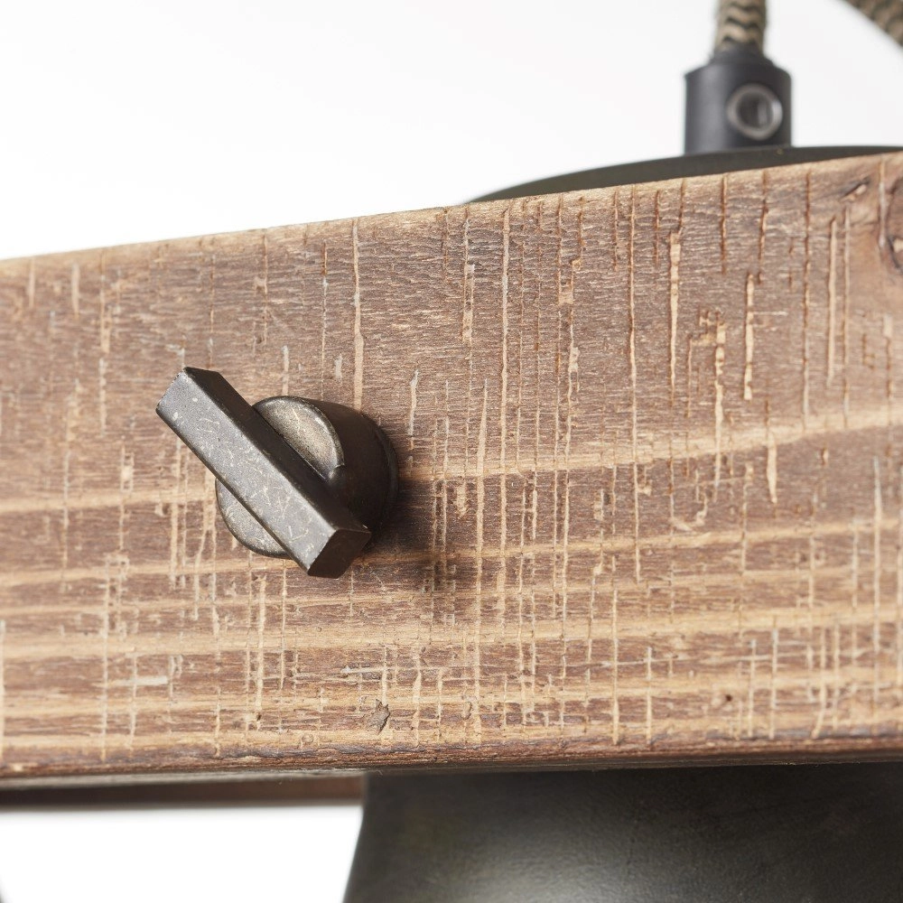 Esszimmer Hängelampe Plow 3-Licht-Antiquitätenschwarz mit holz Brilliant 4004353359682