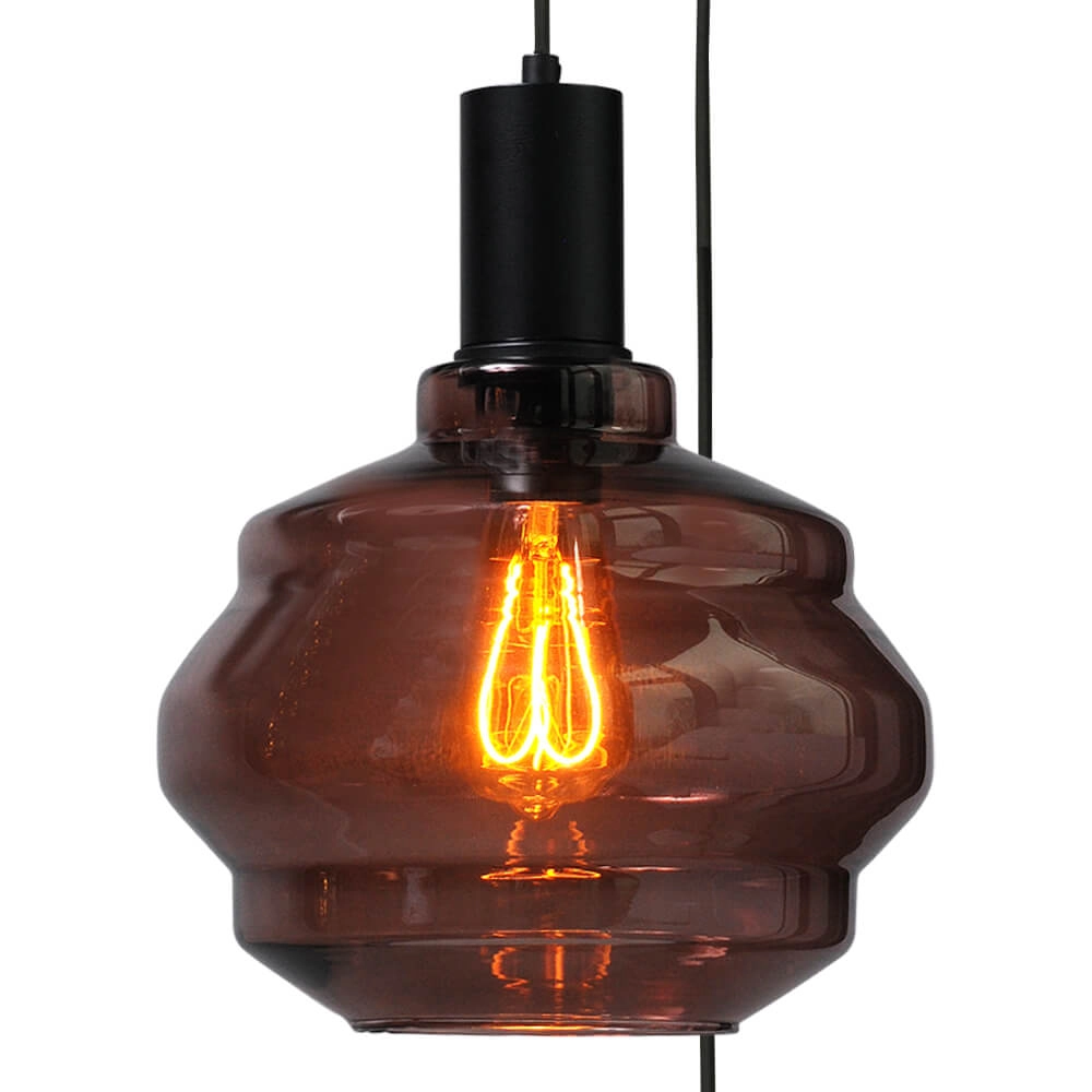 3-flammige Loft-Hängelampe - Schwarz - Porto mit kugelroten Gläsern - Ø 24cm Masterlight 8718121270715