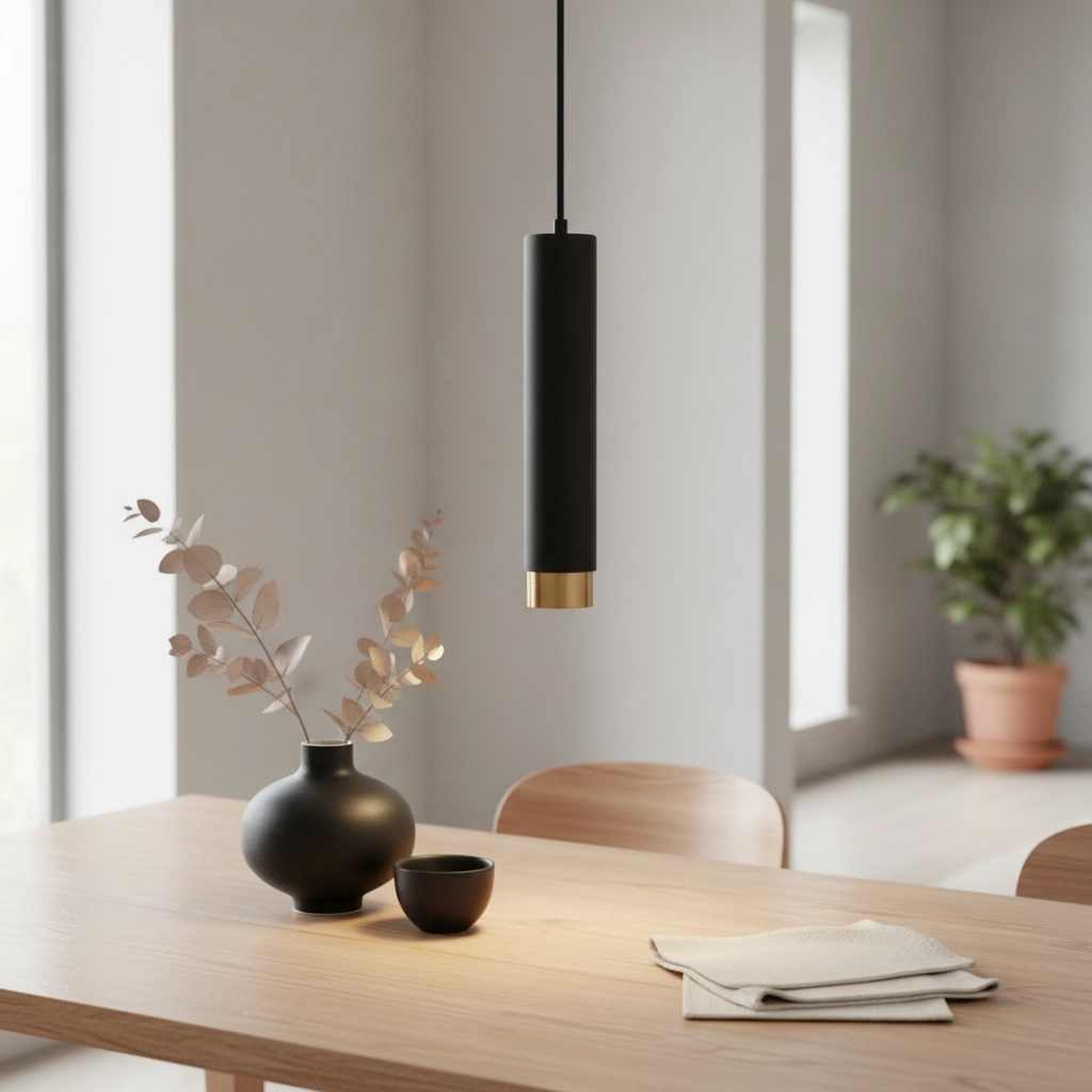 Pendelleuchte Pongo M Single 30cm schwarz mit gold