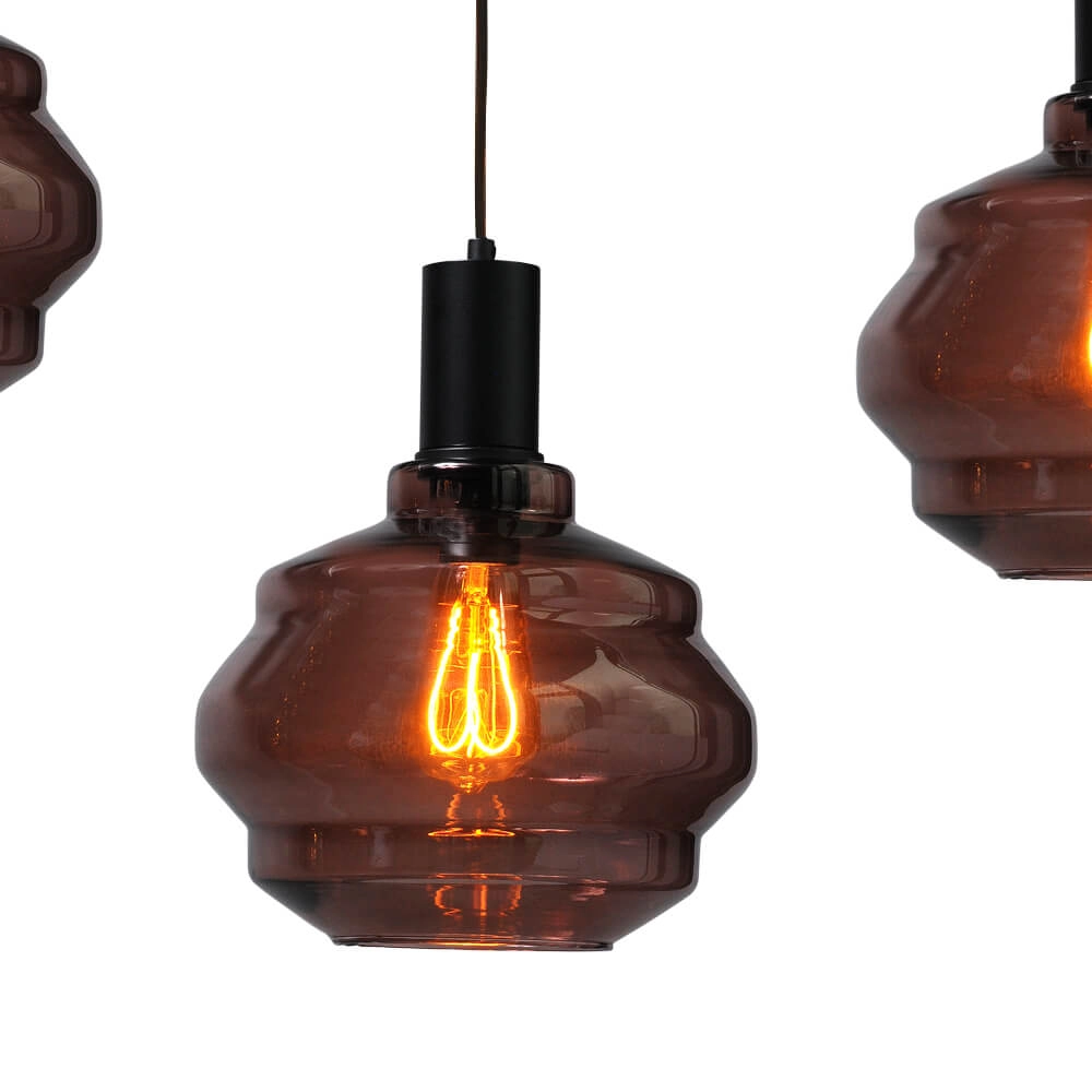 5-flammige Hängelampe - schwarz - Porto mit kugelroten Gläsern - Ø 24cm Masterlight 8718121270135