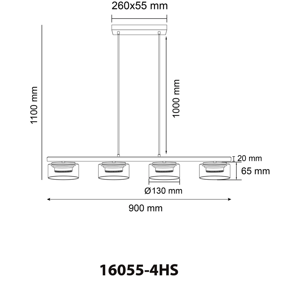 Design-Pendellampe Higgins 4-Licht Schwarz Globo 9007371525829