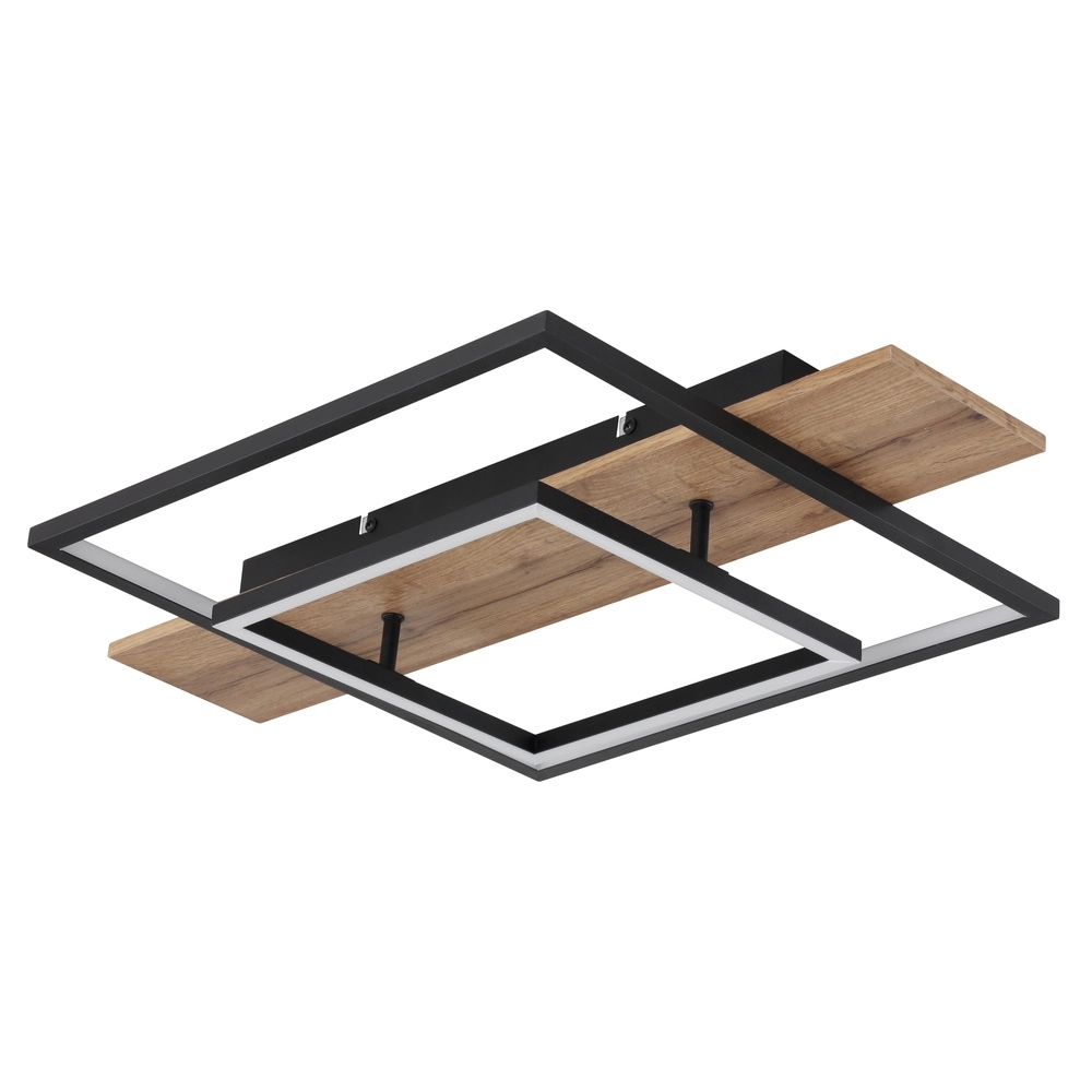 Design-Deckenlampe Vanni Schwarz mit Holz, Look 60 cm Globo 9007371451081