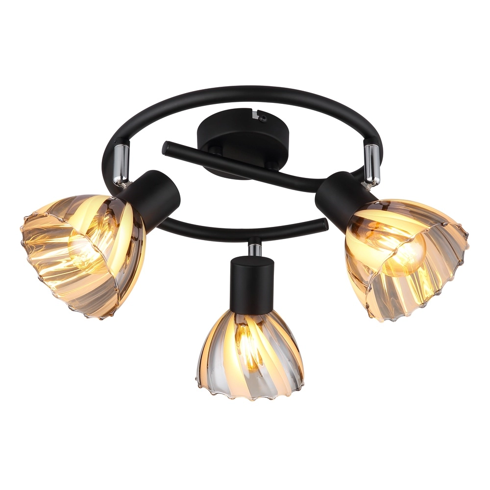 Deckenlampe 3-Leuchten Zachery Schwarz
