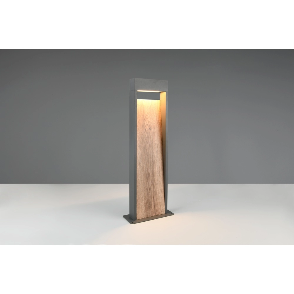 Stehlampe Salmon grau mit Holz 60cm Trio 4017807603729