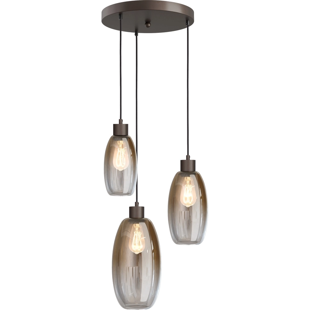 Vide Pendellampe Olive mit 3 Gläsern – Kakao – Ø35 cm