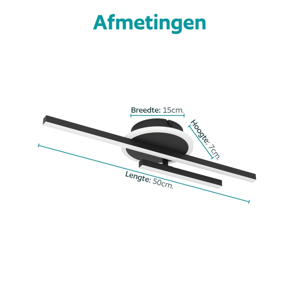 Moderne Deckenlampe Nogaredo Schwarz 50 x 15 cm Eglo 9008606391547