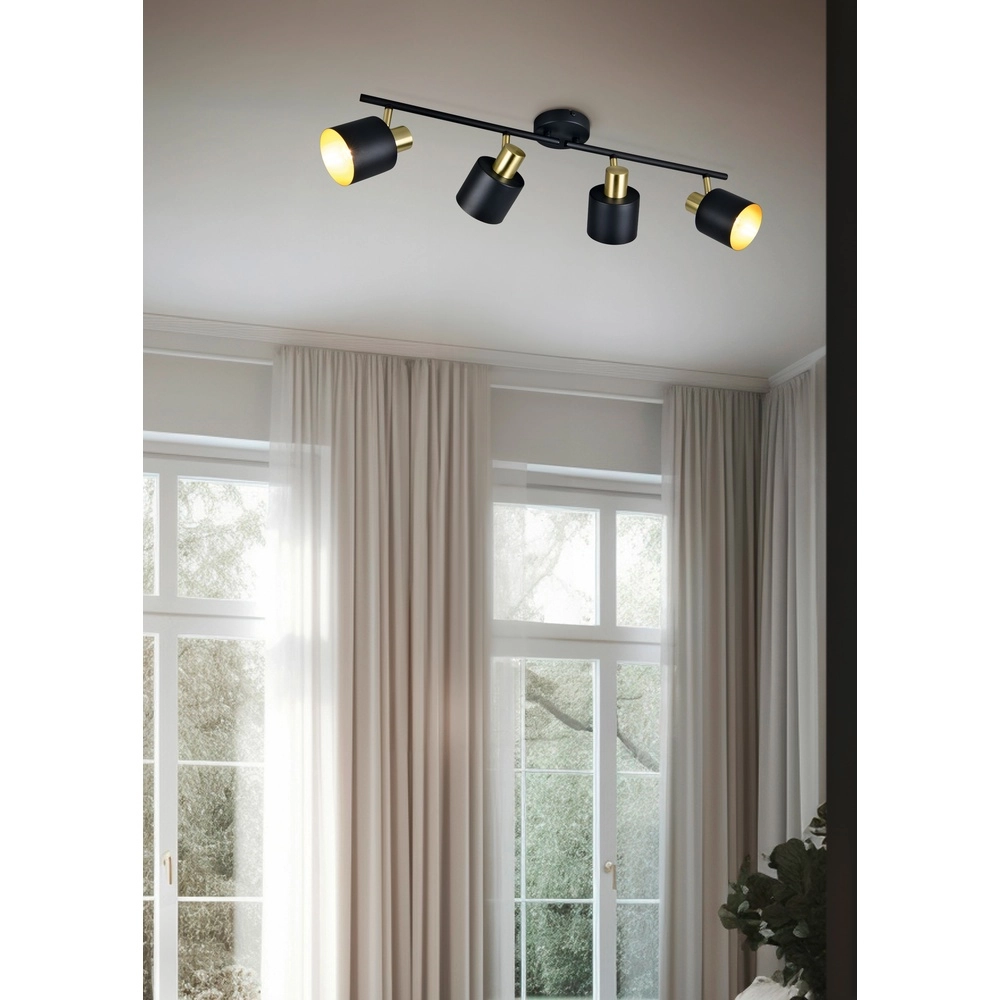 Deckenlampe Eva 4-flammig schwarz mit gold Trio 4017807654677