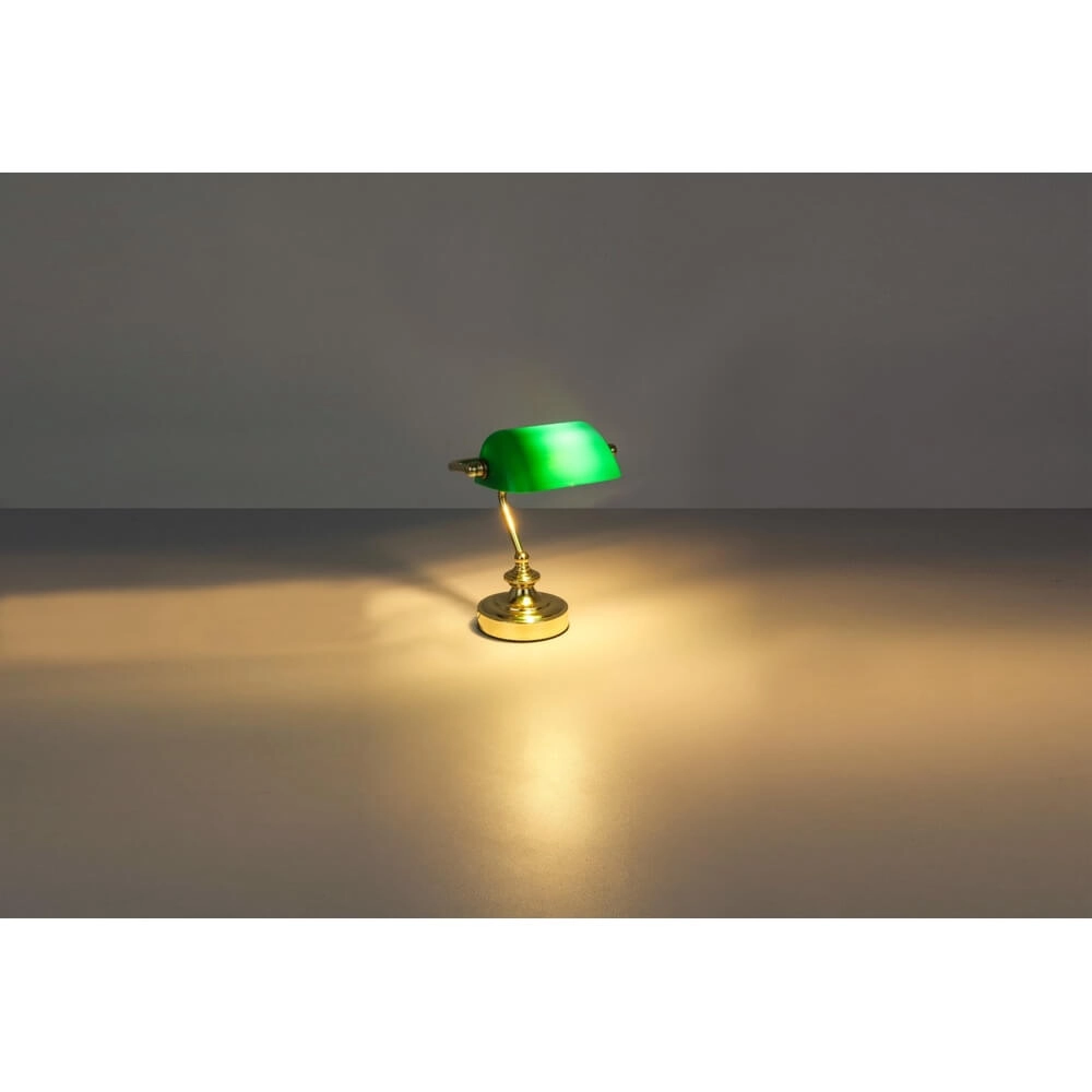 Klassische Schreibtischlampe Antique Gold mit grünem Glas Globo 9007371357451