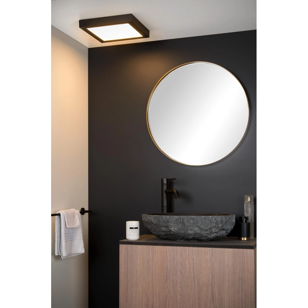 Deckenlicht Brice-Led 30 cm quadratisches IP44-Schwarz Lucide 5411212281272
