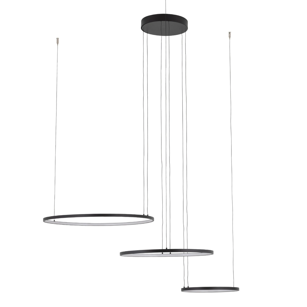 Design-Pendellampe Circolo Led 3 schwarze Ringe