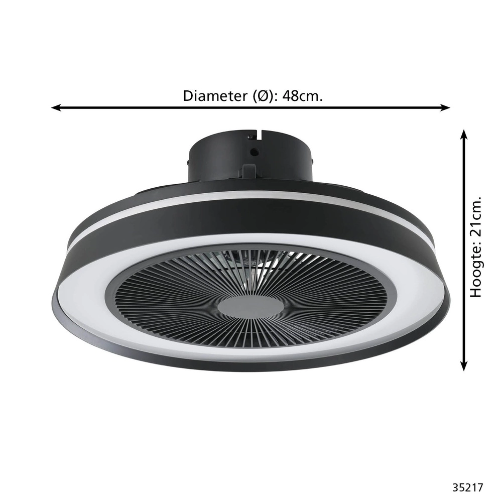Schwarzer Deckenventilator Vallonia Ø 48cm Eglo 9002759352172