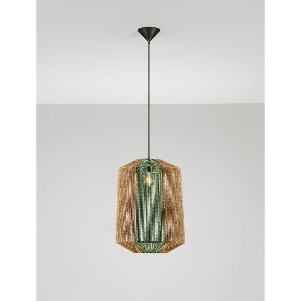 Pendelleuchte Dena Ø 38cm braun mit grün
