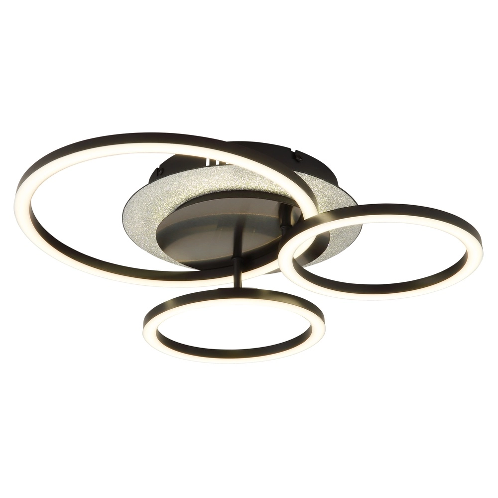 Schwarze Deckenlampe Norberto 3 Ringe