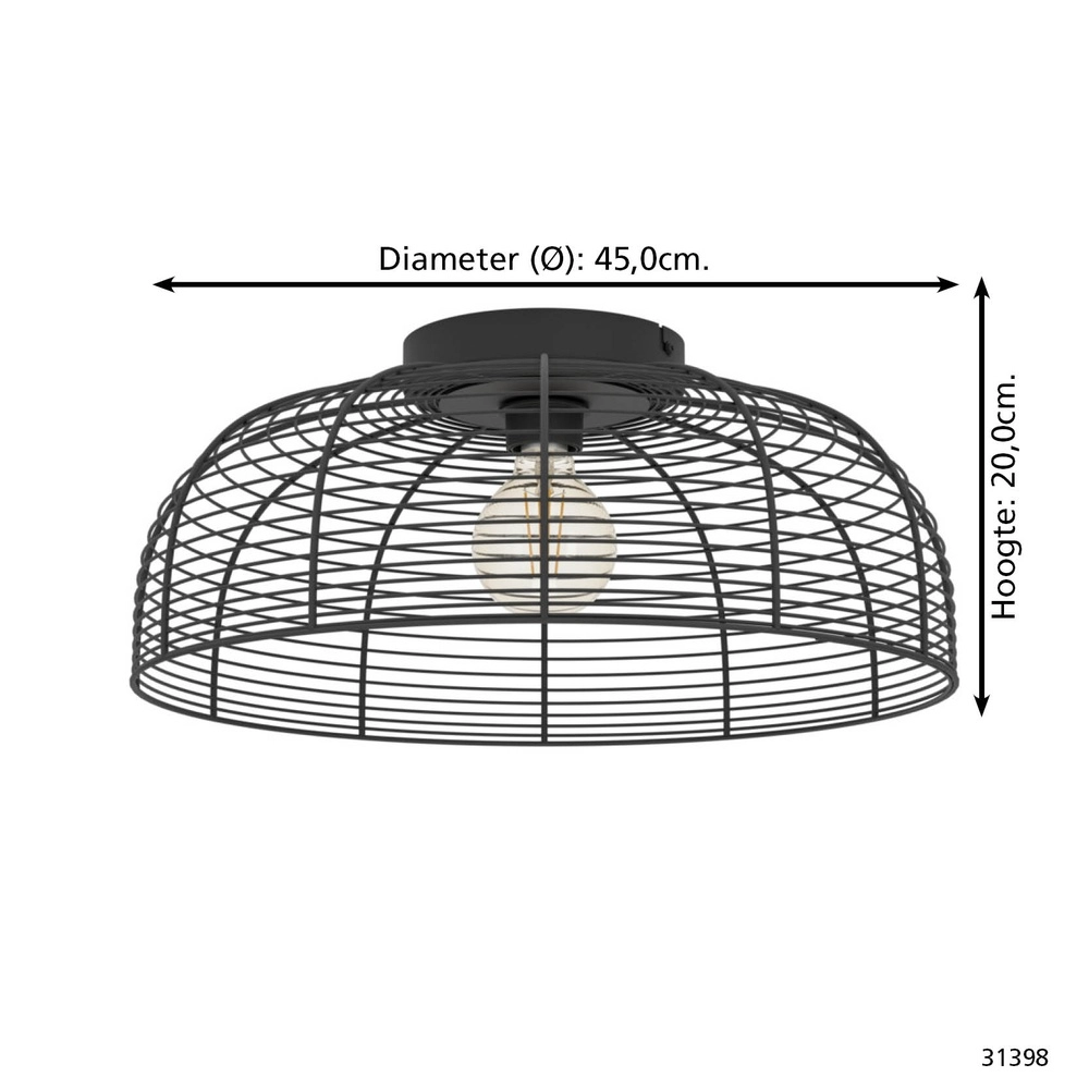Drahtlampe Derwen Ø 45cm – Decke – schwarz Eglo 9002759313982