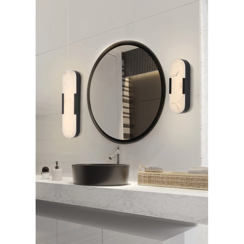 Wandleuchte Opaline schwarz 50cm Searchlight 5053423300764