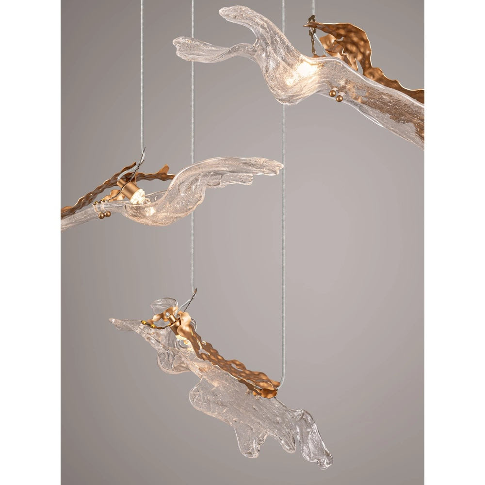 Goldene Pendellampe Avesa mit klarem Glas 128 cm Lyora 5212063500426