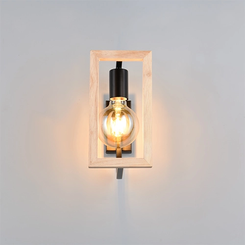 Design-Wandlampe Bano Schwarz mit Holz Trio 4017807670899