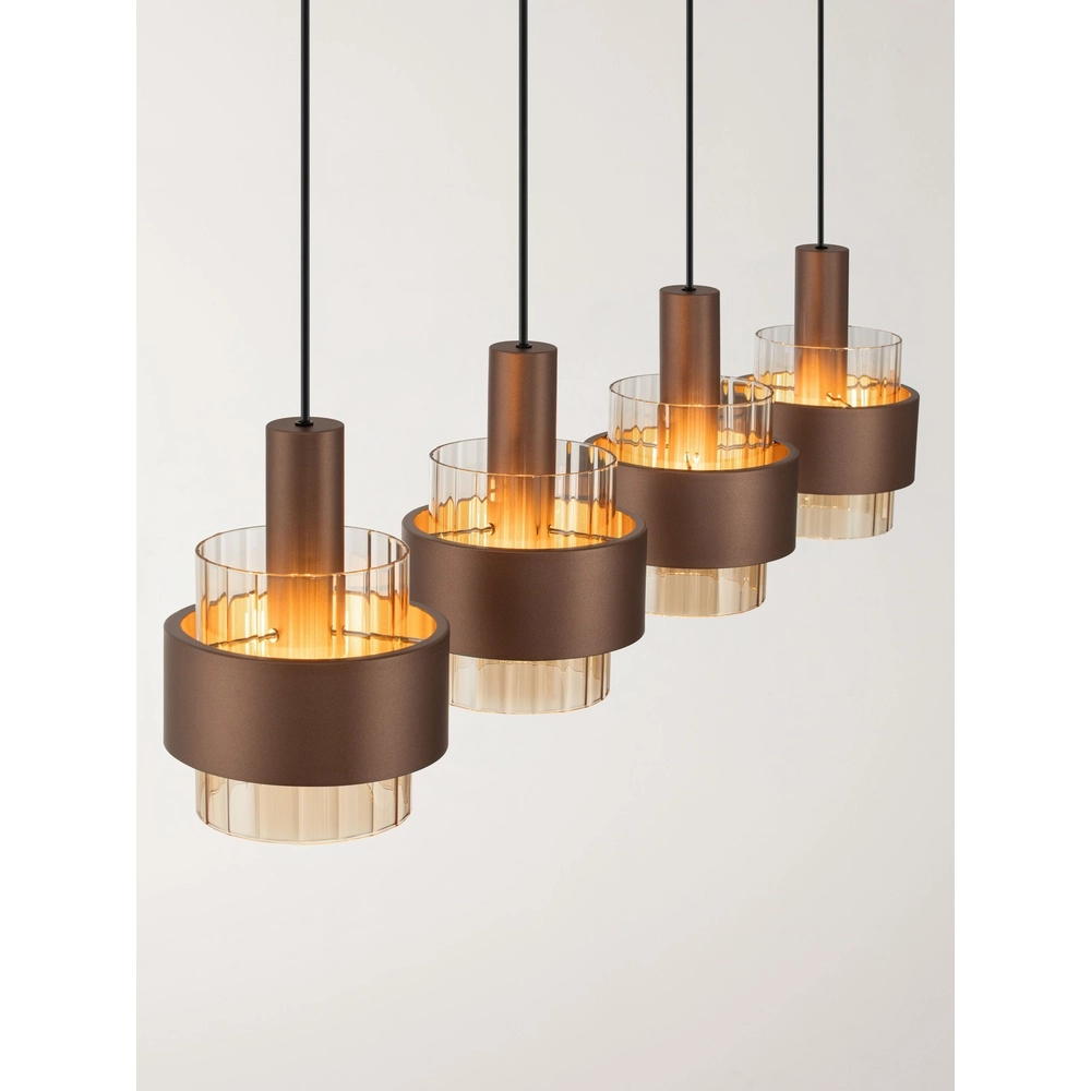 Moderne Pendellampe Serena 4-helles Kaffeebraun Lyora 5212063501157
