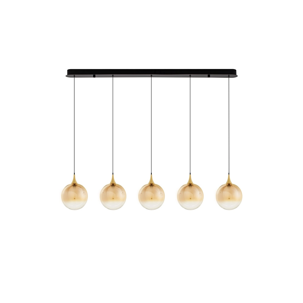 Pendelleuchte Orenda gerades 5-flammiges Braunglas Lyora 5212017477675