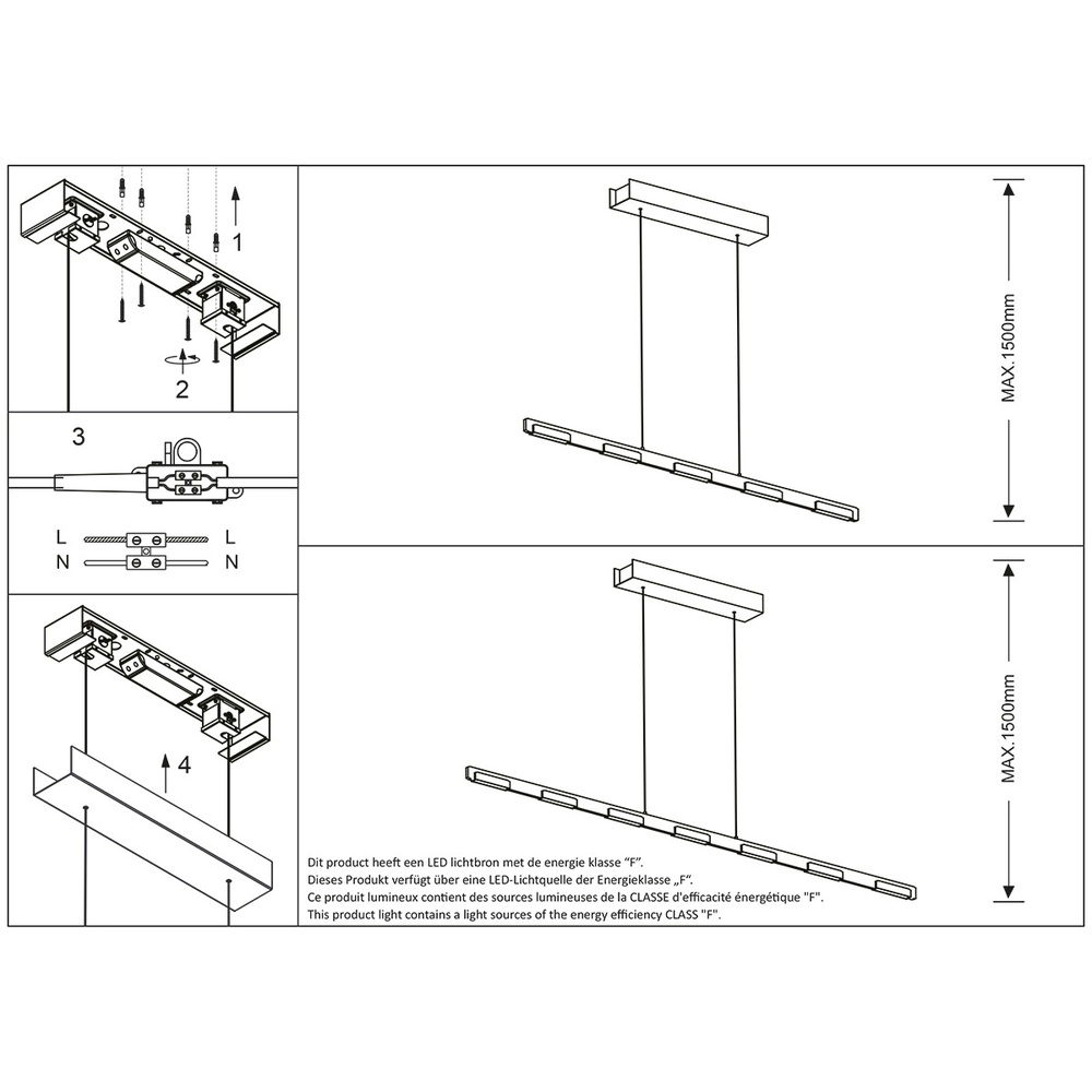 Schlanke Pendelleuchte Bloc schwarz Steinhauer 8712746148275