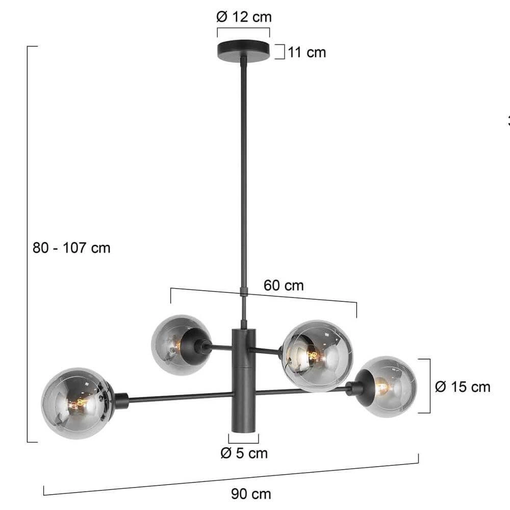 Design-Pendelleuchte Constellation schwarz mit Rauchglas Steinhauer 8712746173031