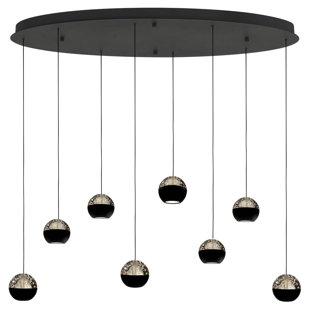 Ovale Pendellampe Belluno 8-Licht-LED – Schwarz