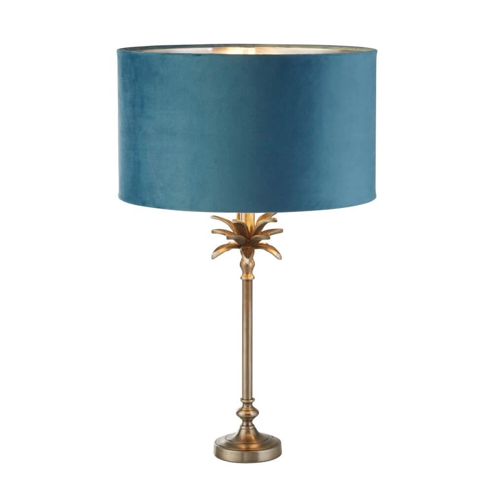 Tischlampe Palm Gold mit blauem Farbton Searchlight 5053423257525