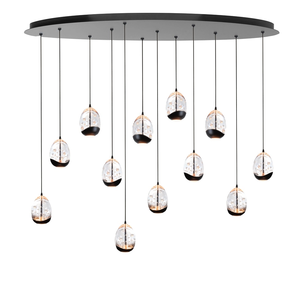 Pendelleuchte Clear Egg Schwarz 12-flammig oval