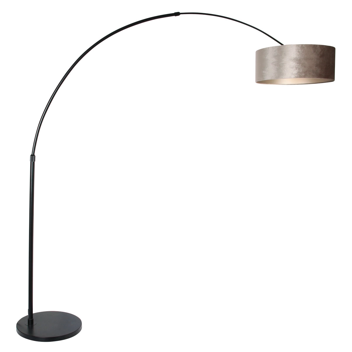 Bogenlampe Sparkled Schwarz mit samttaupefarbener Kapuze