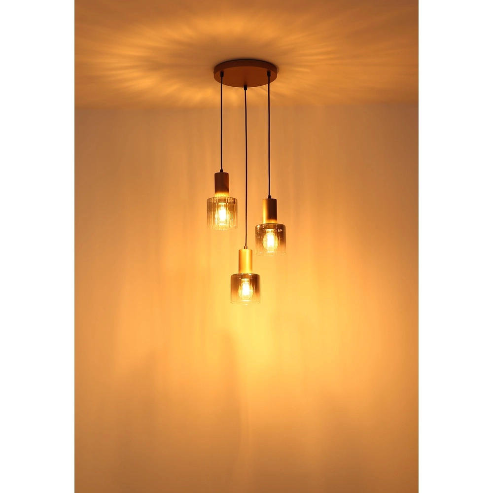 Pendellampe Walton 3-hell Kaffeebraun Globo 9007371583188