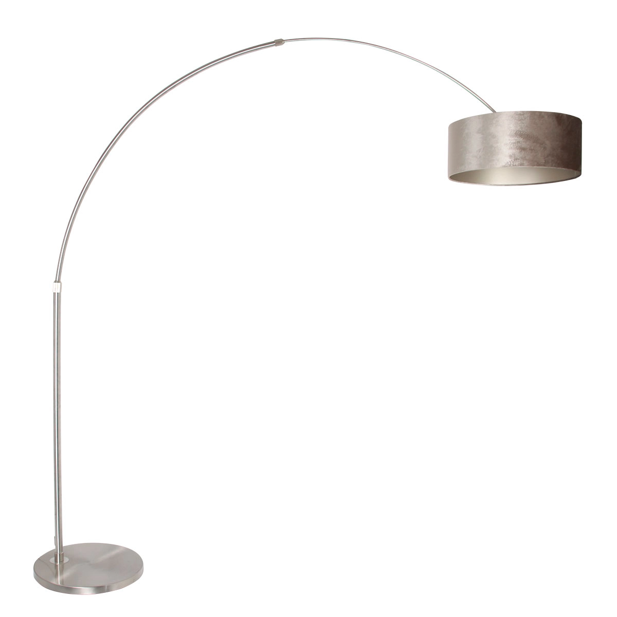 Bogenlampe Sparkled Edelstahl mit samttaupefarbener Haube