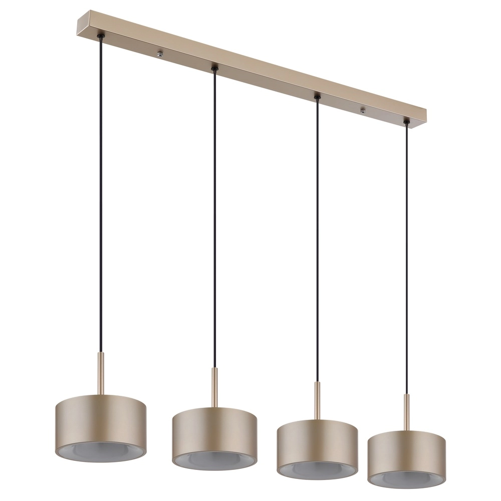 4-Licht Pendellampe Raymond schwarz mit Champagner Globo 9007371531875