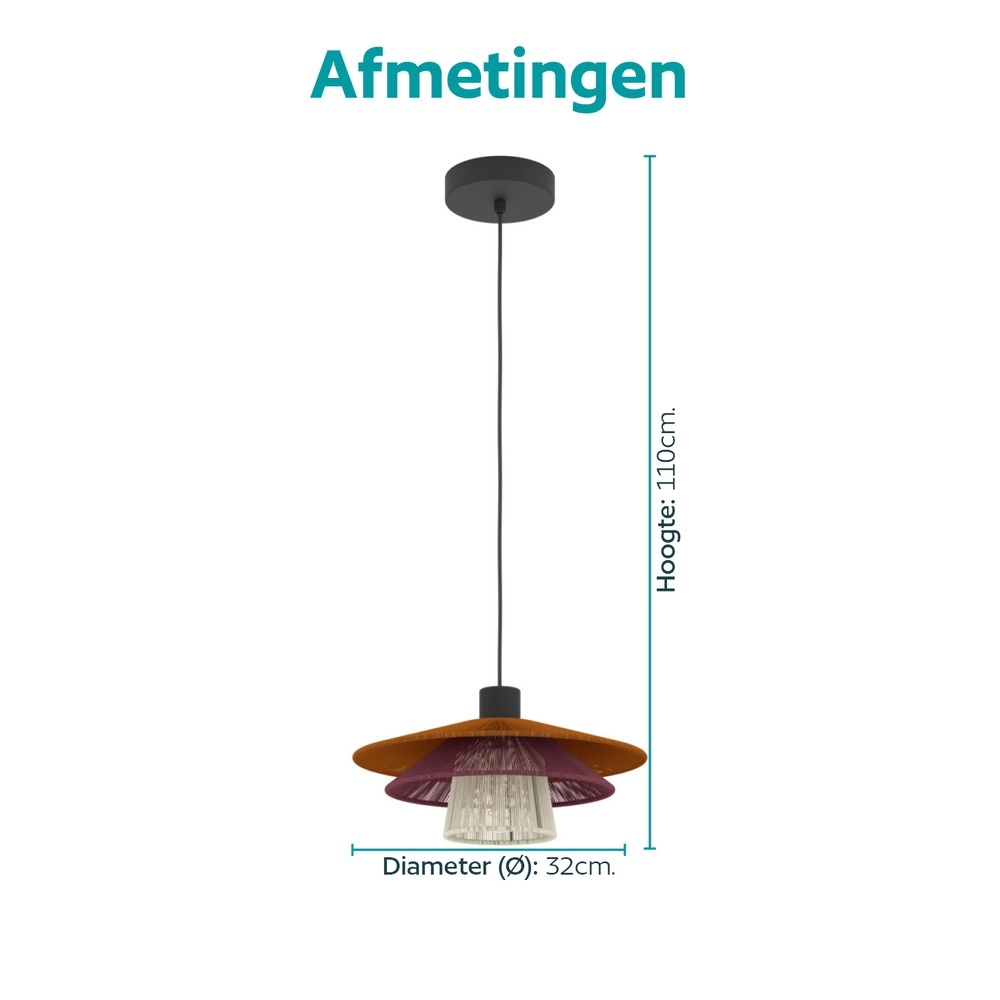 Draht-Pendellampe Pignona Ø 32 cm farbig Eglo 9008606391172