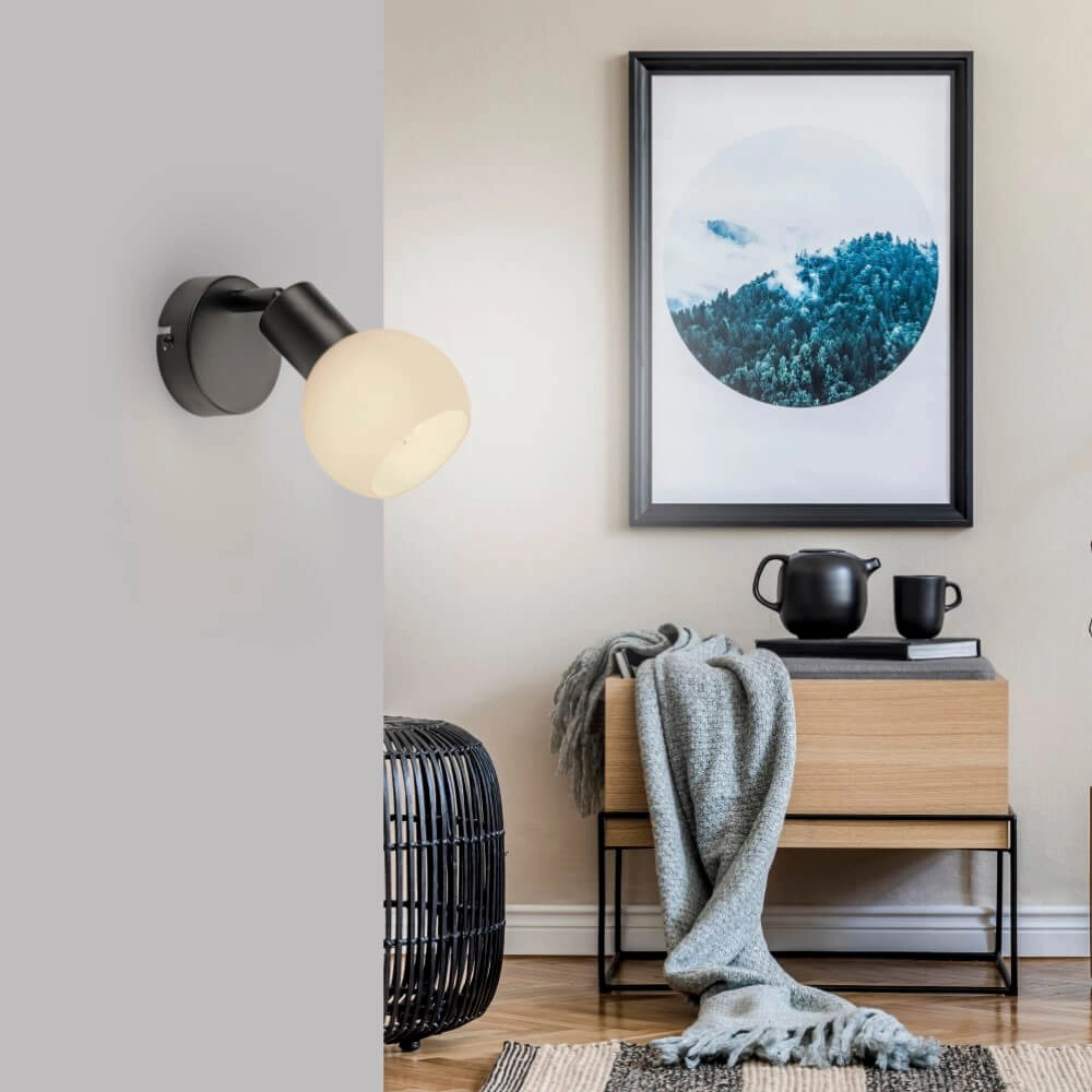 Schwarze Wandlampe Loki 1-Licht Just Light 4043689000752