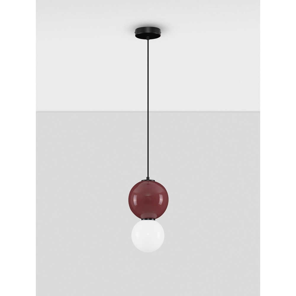 Pendelleuchte Noesis Ø 18cm burgunderrot mit weiß Lyora 5212017483669