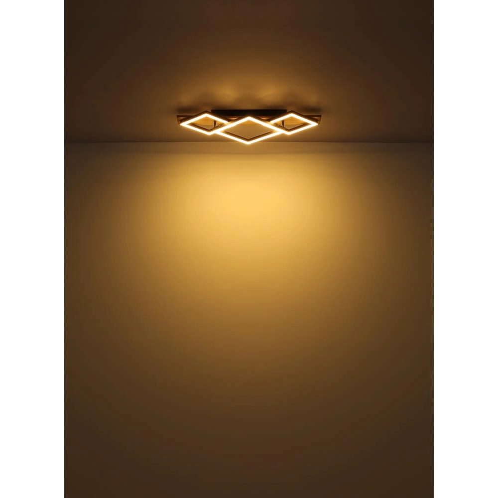 Deckenlampe Obrien schwarz mit Holz 2-hellste Globo 9007371512300
