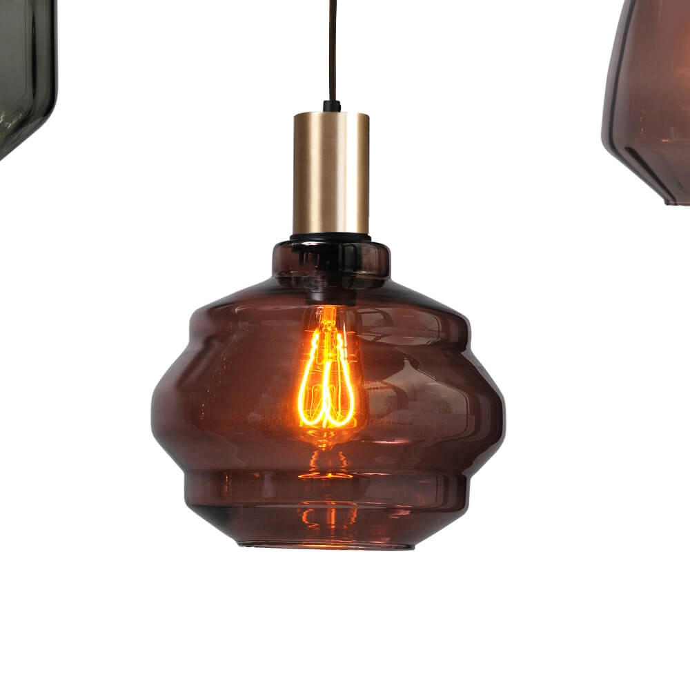 5-flammige Hängelampe - Gold - Porto mit verschiedenen Gläsern Masterlight 8718121270371
