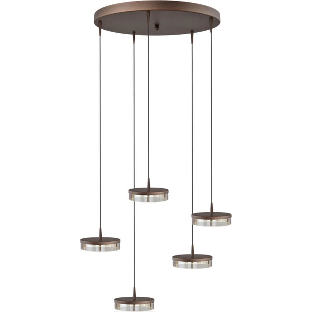 5-Licht Pendellampe Imperia Ø 50 cm Kakaobraun