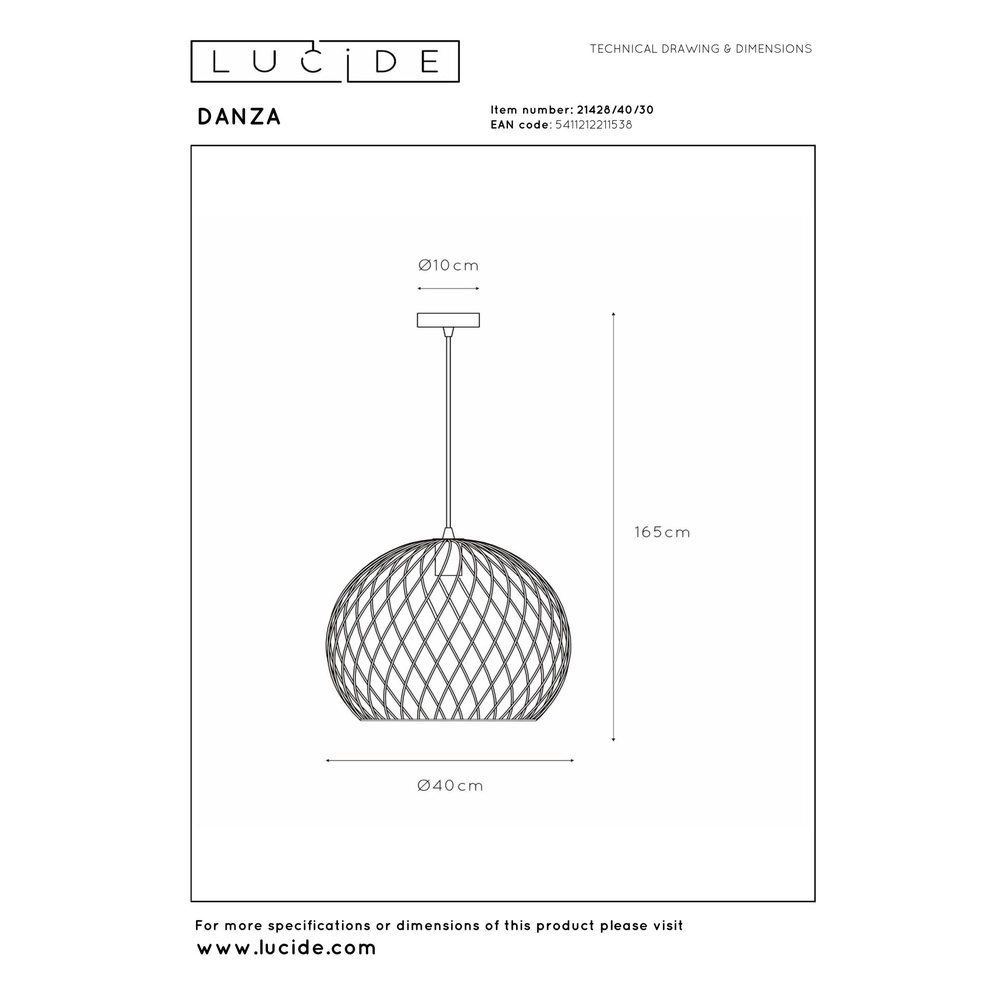 Pendellampe Danza Ø 40cm schwarz Lucide 5411212211538