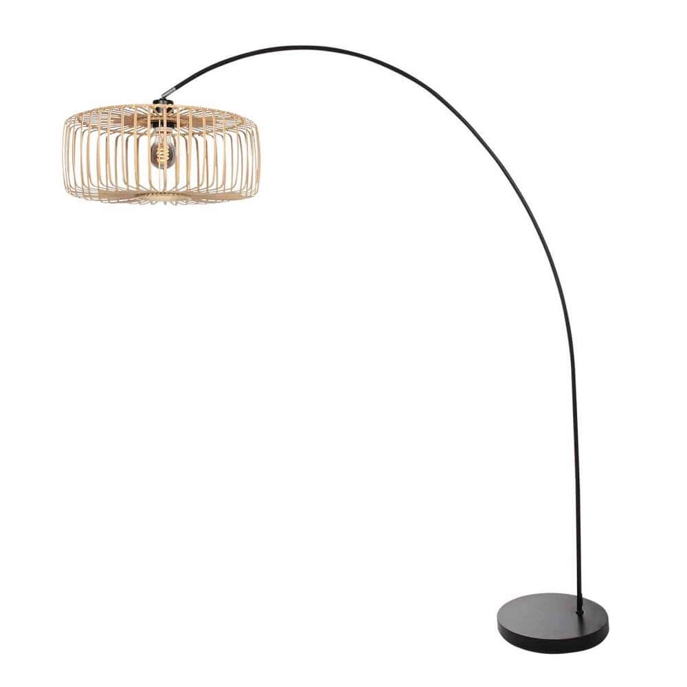Bogenlampe Solva schwarz mit Bambus Steinhauer 8712746176889