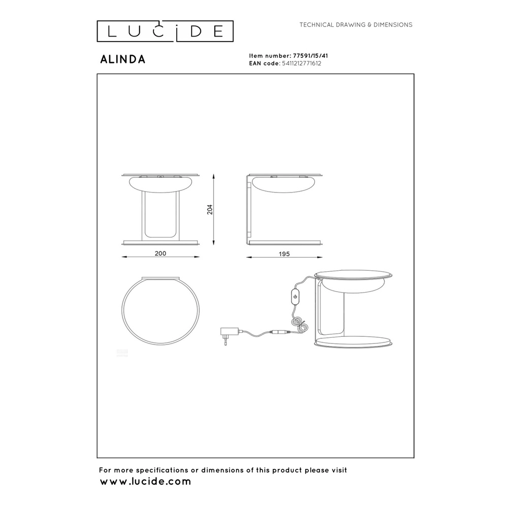 Design-Tischlampe Alinda Ø 20cm taupe Lucide 5411212771612
