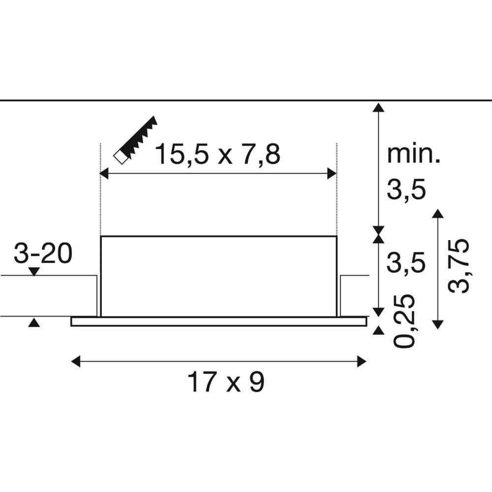 Weißer Einbaustrahler New Tria 155 rechteckig SLV 4024163297103