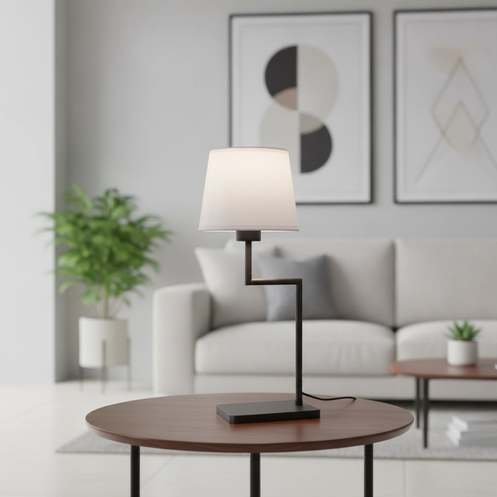 Tischlampe Savona schwarz mit weißer Kapuze