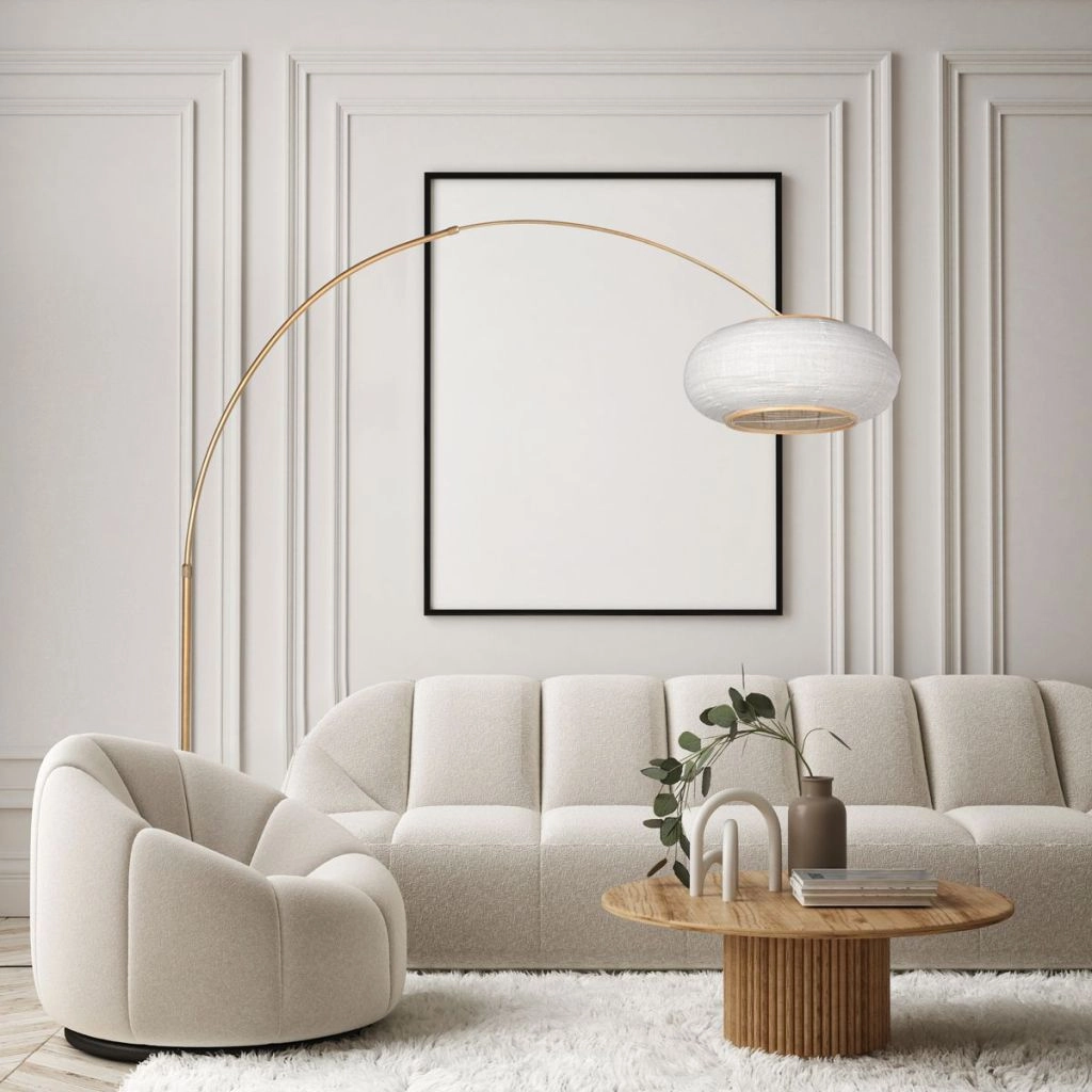 Bronzene Bogenlampe Silva Alba mit weißem Farbton Ø60 cm Steinhauer 8712746185676