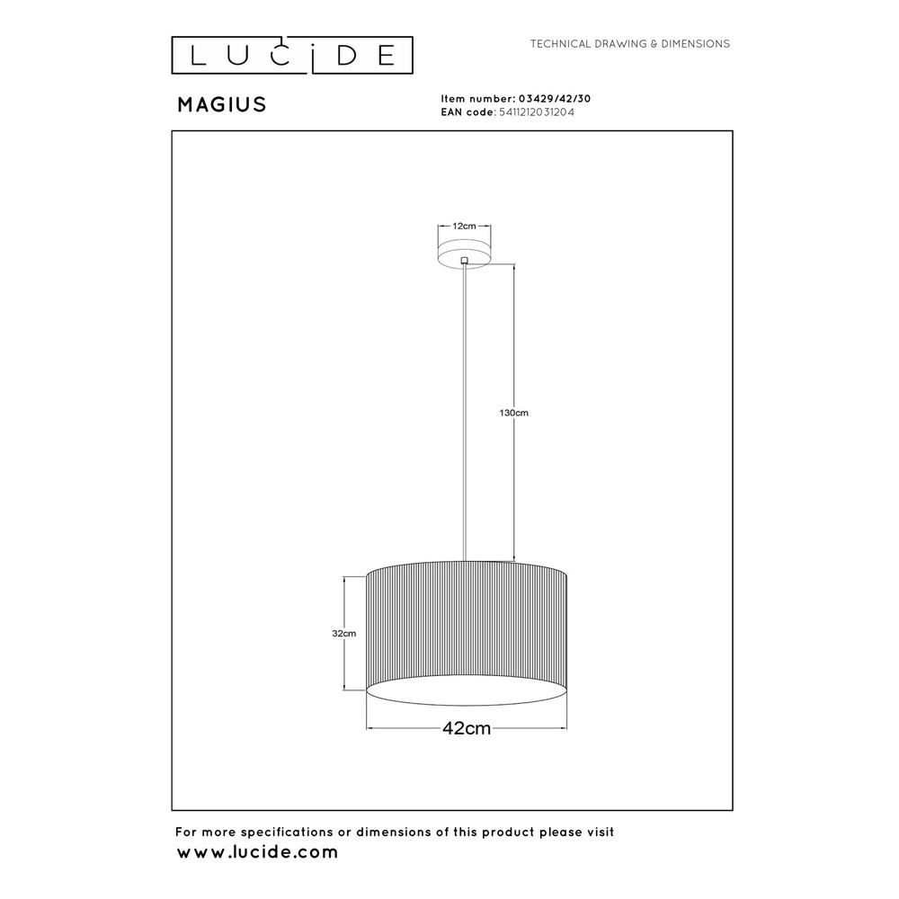 Pendellampe Magius Ø 42 cm Rattan Lucide 5411212031204