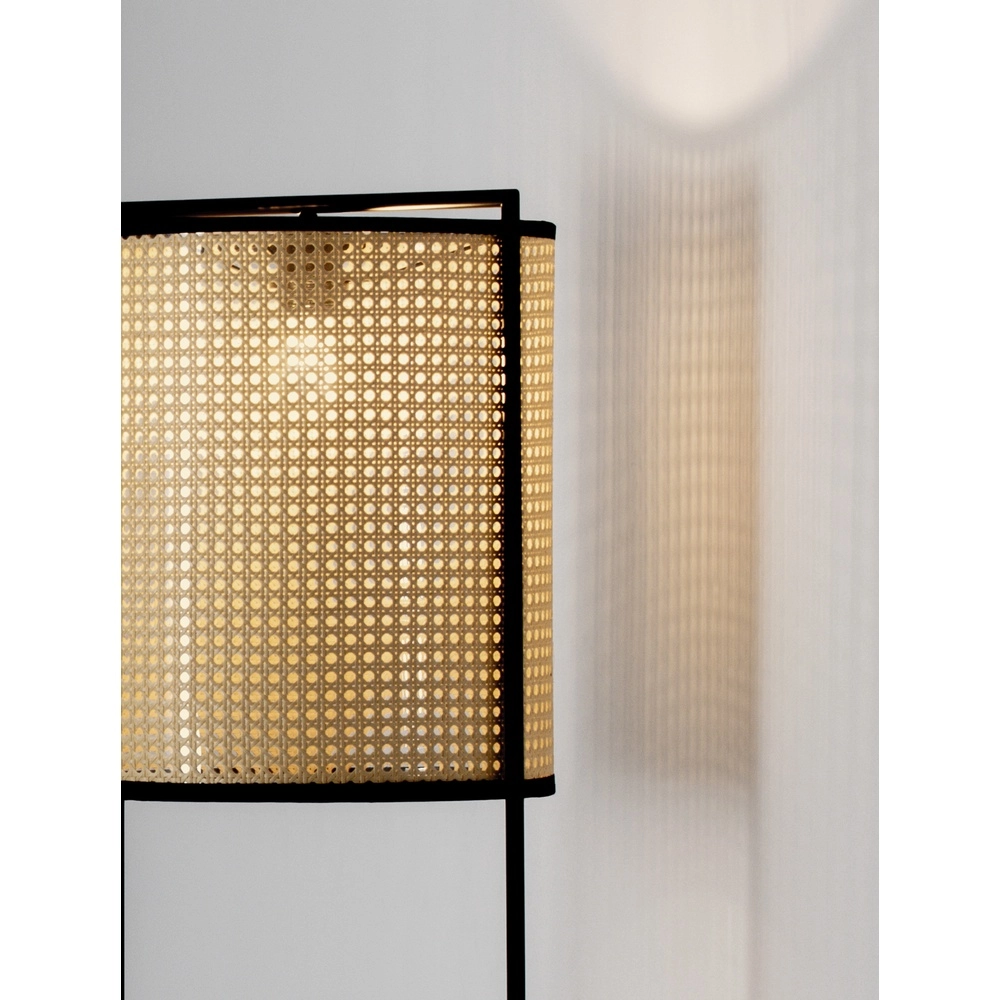 Stehlampe Erto Schwarz und Rattan Lyora 5212017455840
