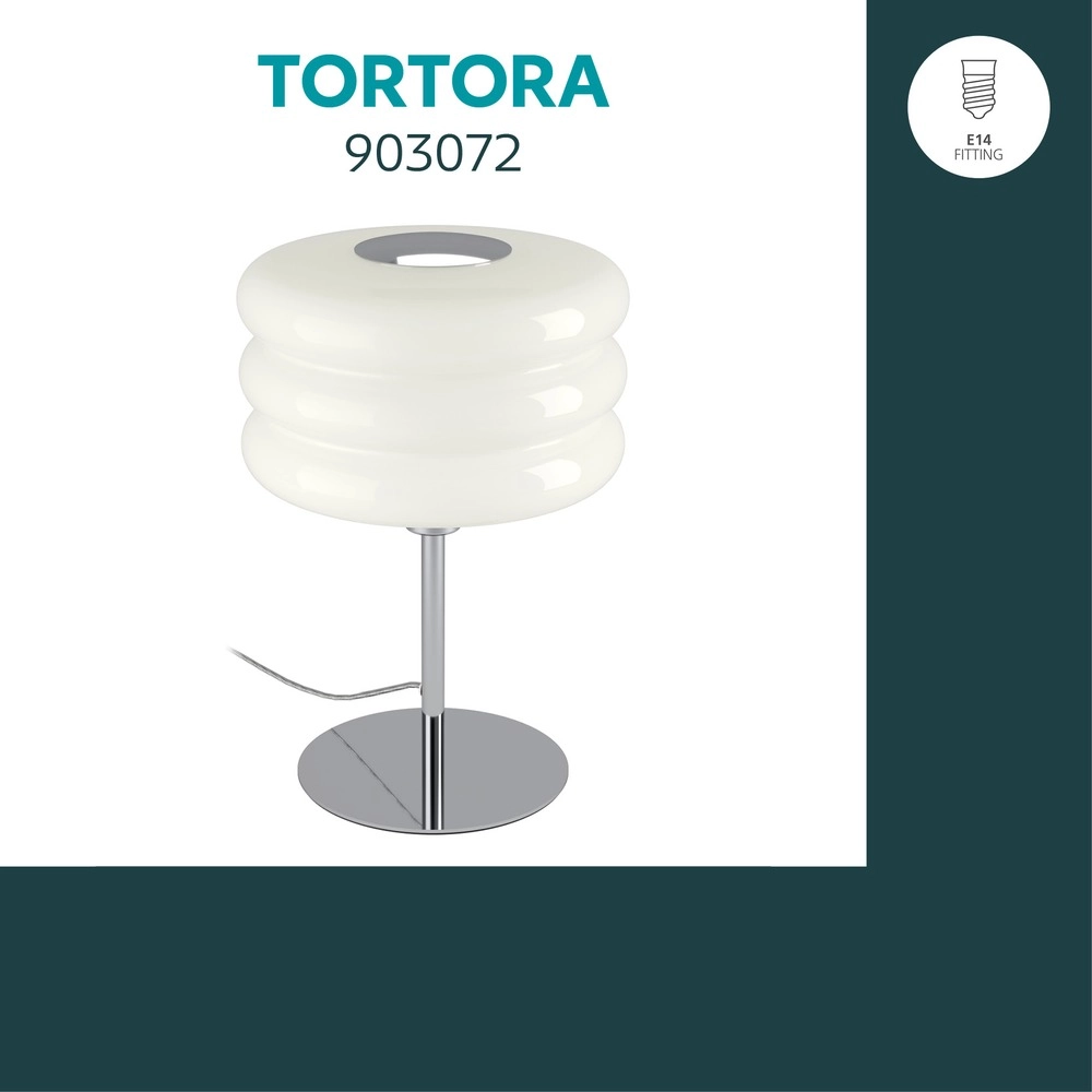 Design-Tischlampe Tortora Chrom mit weißem Ø 20 cm