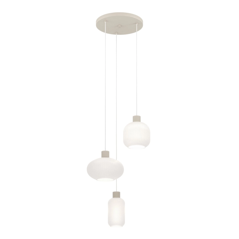 Design-Pendellampe Dasmina Sandbraun mit weißen 3-Lichtern